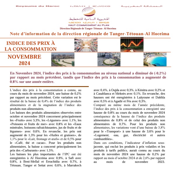 Note IPC Novembre ـ 2024 Tanger_Tétouan_Al Hoceima (Base 100:2017) (consultable en trois versions: arabe, française et anglaise)